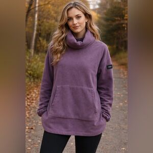 Oraki Cozy Purple Fleece Cowl Neck Pullover oversized size medium